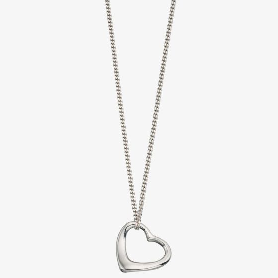 Sterling Silver Open Heart Necklace P353