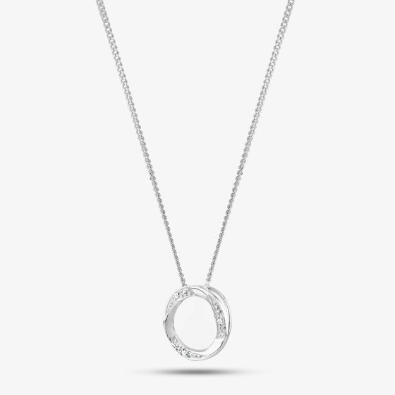 Sterling Silver Cubic Zirconia Twisted Open Circle Necklace DJP919 8.13.0034