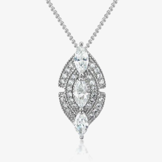 V Jewellery Silver Marquise Pendant 3052