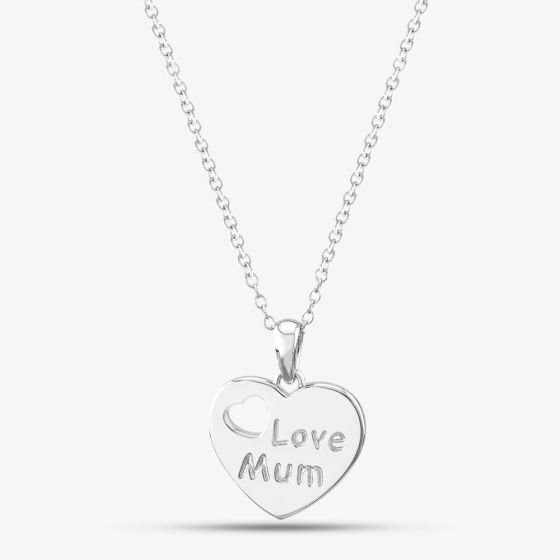 Silver Love Mum Heart Cut Out Pendant Necklace SP04061A