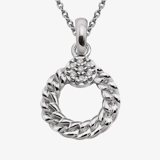 Unique Sterling Silver Braided Open Circle Pendant Necklace MK-1004