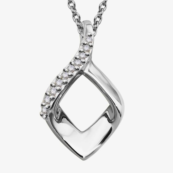 Unique Sterling Silver Cubic Zirconia Diamond Shape Pendant Necklace MK-1001