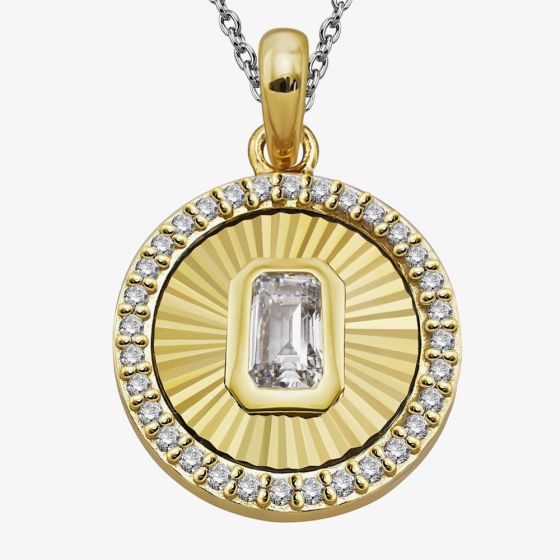 Unique Gold Plated Cubic Zirconia Medallion Pendant Necklace MK-1042GO