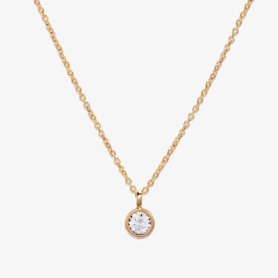 Unique Gold Plated Round Cubic Zirconia Pendant Necklace MK-898GO