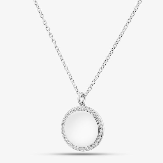 Sterling Silver Cubic Zirconia Circle Pendant MK-1075