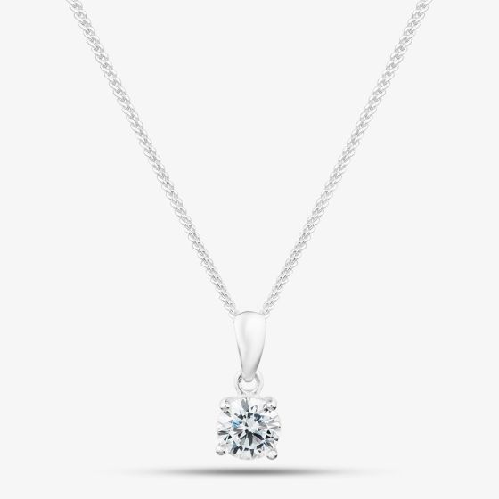 Silver 5mm Round Cut Cubic Zirconia Pendant PRD5 N2326 (BK)