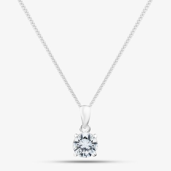 Silver 6mm Round Cut Cubic Zirconia Pendant PRD6 N2326 (BK)