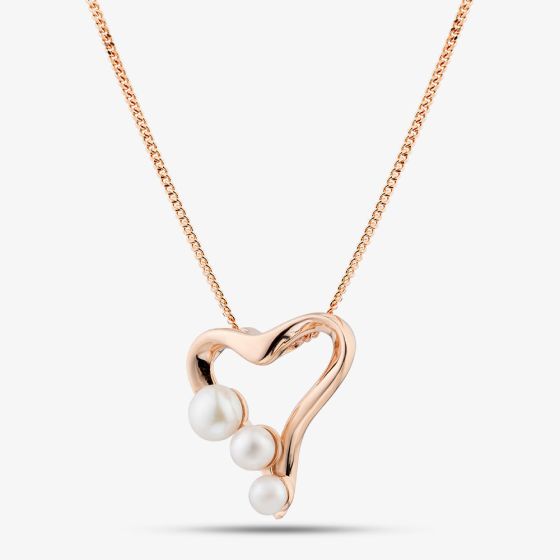 Rose Gold Tone Plated Sterling Silver Freshwater Pearl Heart Pendant 05S2AZP634607