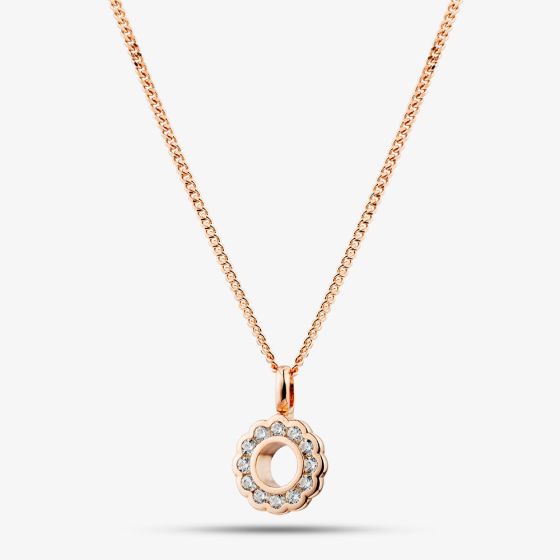 Rose Gold Tone Plated Sterling Silver Cubic Zirconia Open Flower Pendant 05S2AZP649307