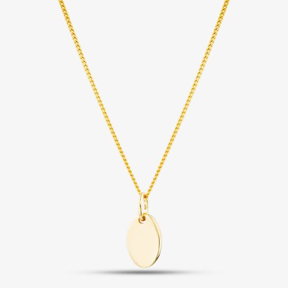 Yellow Gold Tone Plated Sterling Silver Engravable Oval Pendant 05S2AVP546107