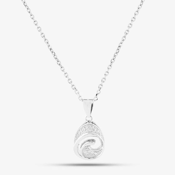 Silver Cubic Zirconia Pear Open Swirl Pendant P610833