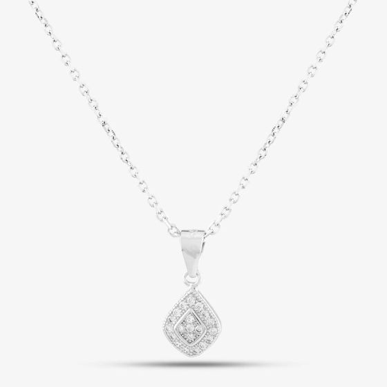 Silver Pave Cushion Necklace E610666-P