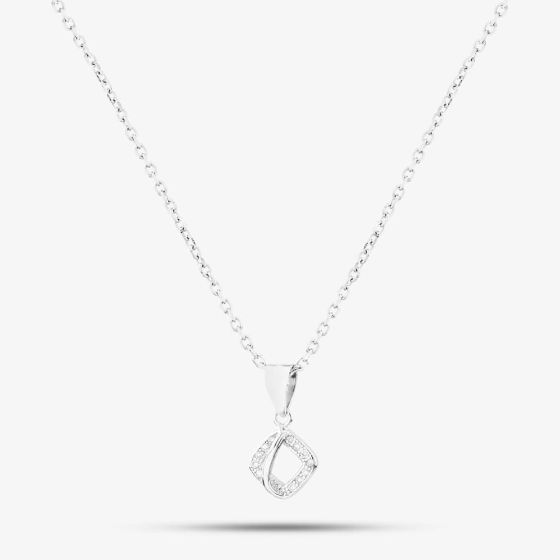 Silver Cubic Zirconia Open Square Pendant E610858-P