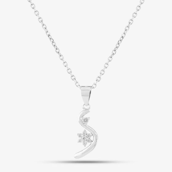 Silver Cubic Zirconia Swirl Flower Pendant P613937