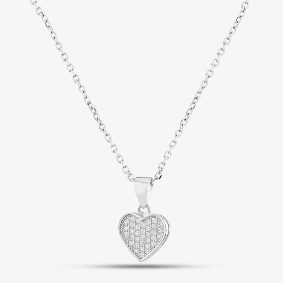 Silver Pave Heart Necklace P611854