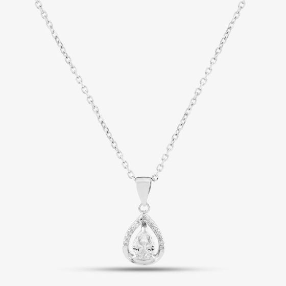 Silver Cubic Zirconia Teardrop Pendant P612484