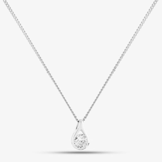 Silver Clear Tear Drop Pendant GK-P146C