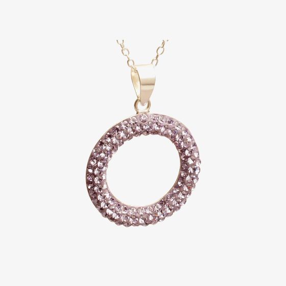 T H Baker Silver Pavé Purple Cubic Zirconia Open Pendant P-1586-PURP