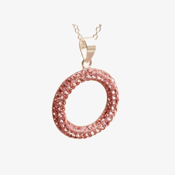 T H Baker Silver Pavé Pink Cubic Zirconia Open Pendant P-1586-PNK