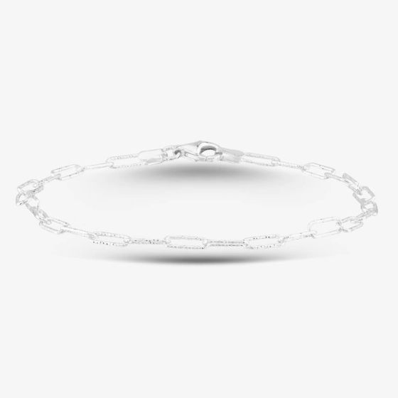 Sterling Silver 7.5 Inch Diamond Cut Paper Chain Bracelet 8.26.0491