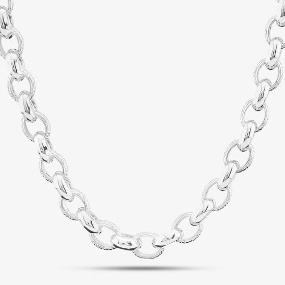 Sterling Silver 18 Inch Heavy Patterned Oval Belcher Chain HLOB-820-AG-18