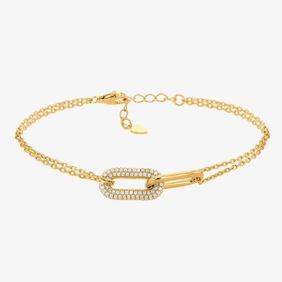 LUXE Silver Gold Plated Cubic Zirconia Rectangular Bracelet 8.26.0393