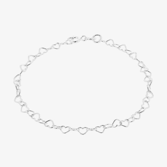 Silver Open Heart Link Bracelet 8.22.6071