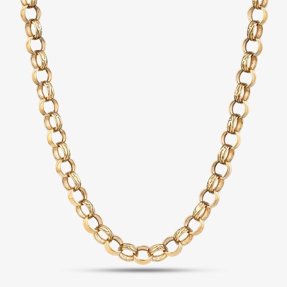 Sterling Silver Gold Tone 22 Inch Patterned Belcher Chain S1075Y-22