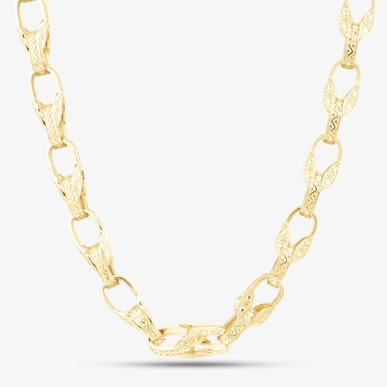 Silver Gold Plated 22 Inch Patterned Tulip Chain S1091Y-22