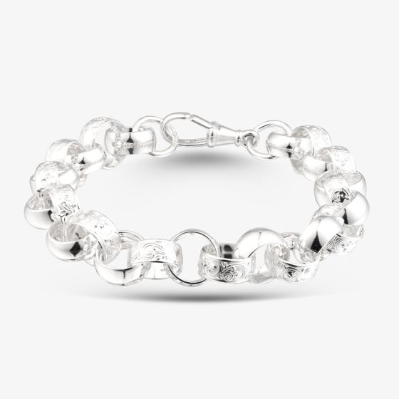 Sterling Silver Patterned Belcher Chain Bracelet S1072-09