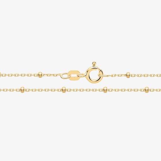 Yellow Gold Plated Beaded Rolo Chain Bracelet G1383Y/10