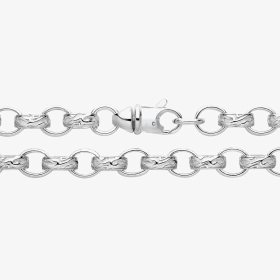 Sterling Silver 9 Inch Patterned Belcher Chain Bracelet S1074-09