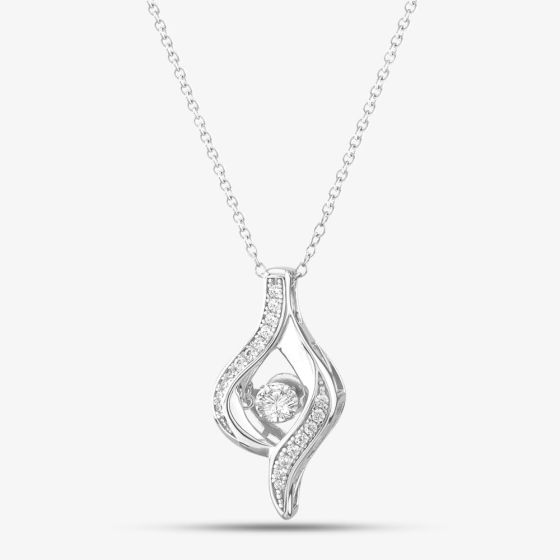 Silver Cubic Zirconia Swirl With Floating Stone Necklace MP02275B