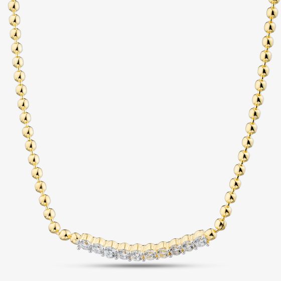 Gold Tone Plated Cubic Zirconia Bar Pendant MK-1070GO
