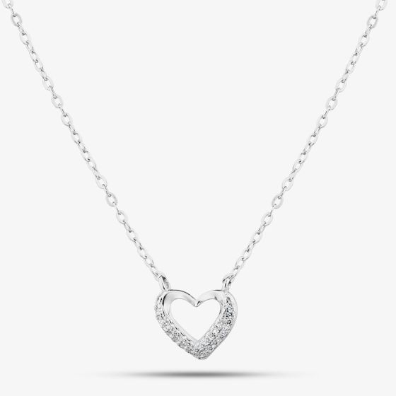Silver Cubic Zirconia Heart Necklace 18739