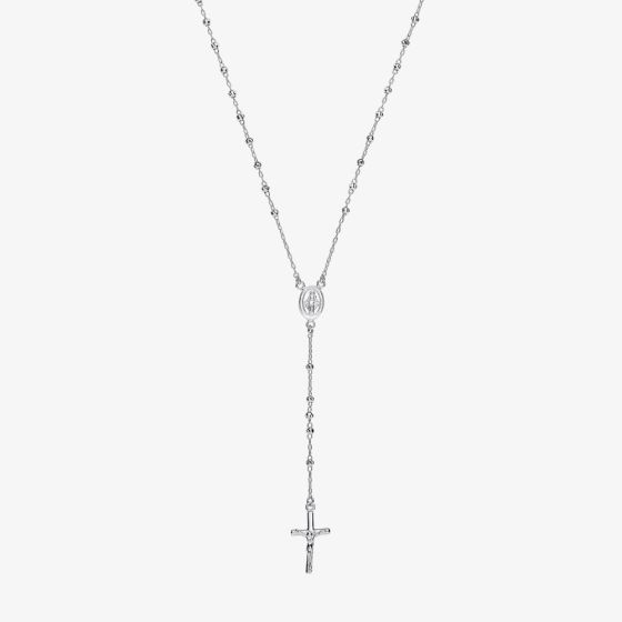 Sterling Silver 24 Inch Rosary Necklace S7092