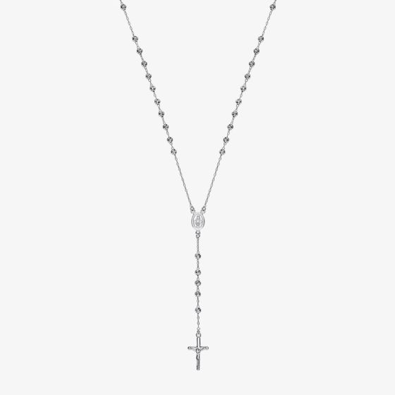 Sterling Silver 28 Inch Rosary Necklace S7094