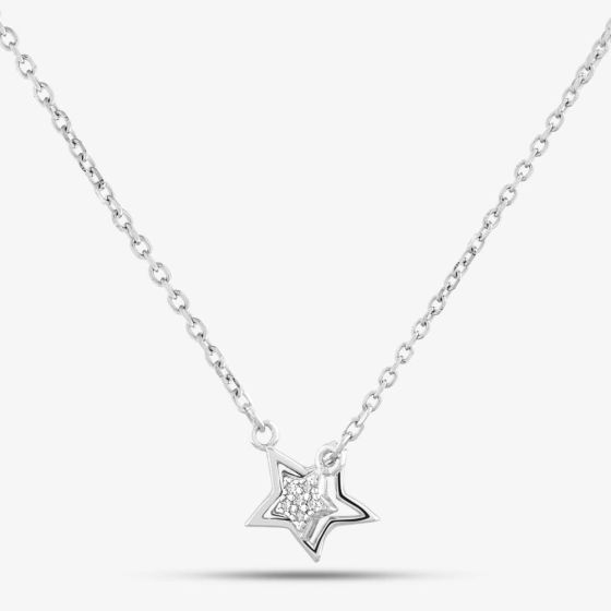 Sterling Silver Cubic Zirconia Pave Star Necklace N611059