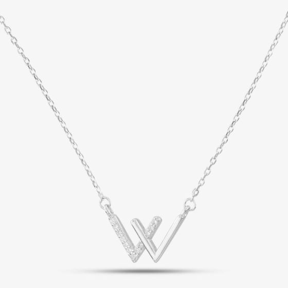 Sterling Silver Cubic Zirconia Two V's Necklace N611086