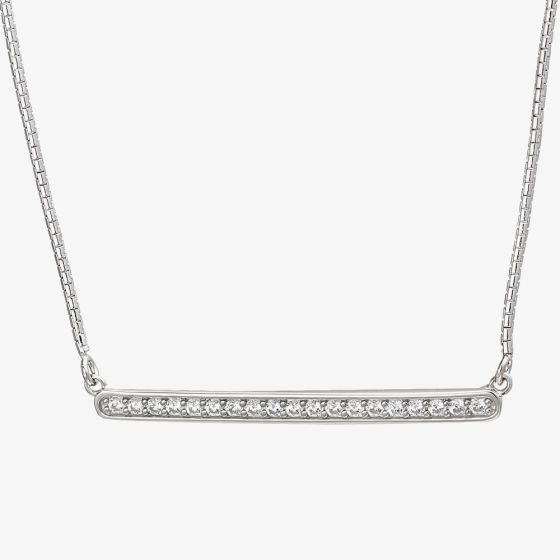 Silver & Cubic Zirconia Bar Necklace 2THB018504