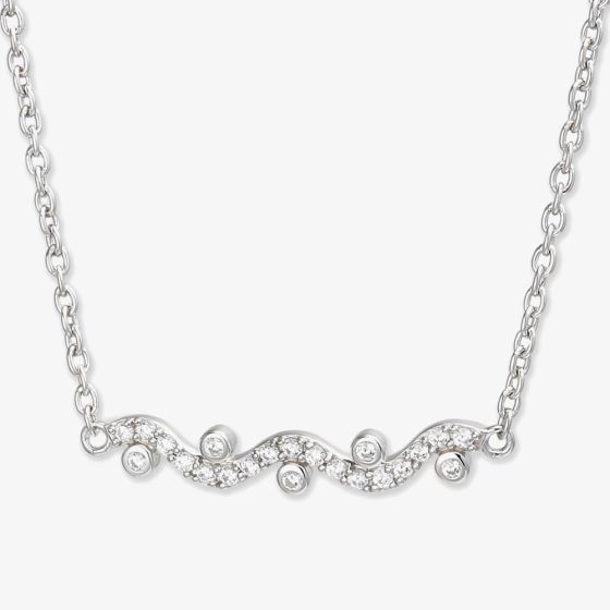 Silver & Cubic Zirconia Wave Necklace 2THB020304
