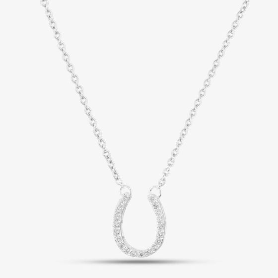 Sterling Silver Cubic Zirconia Pave Horseshoe Necklace N4318