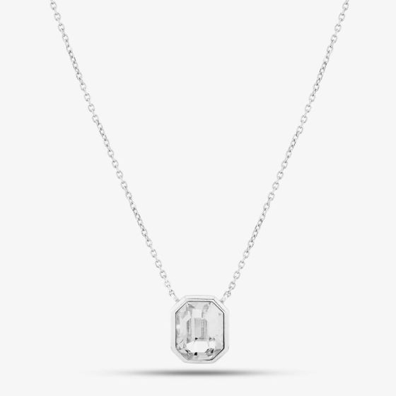 Sterling Silver Asscher-Cut Clear Crystal Necklace N4476C