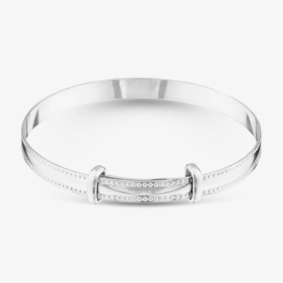 Sterling Silver 4mm Beaded Edge Expandable Baby Bangle S8001