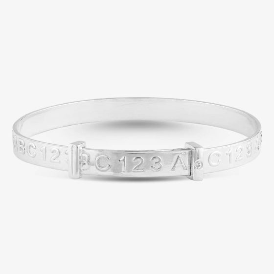 Silver ABC123 Expandable Baby Bangle SBB8