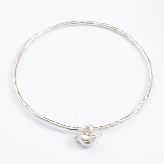 Silver Bird Charm Bangle BLWBA2