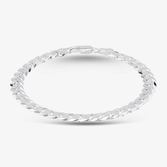Silver 8.5 Inch Flat Curb Chain Bracelet SBUF-680-AG-8.5