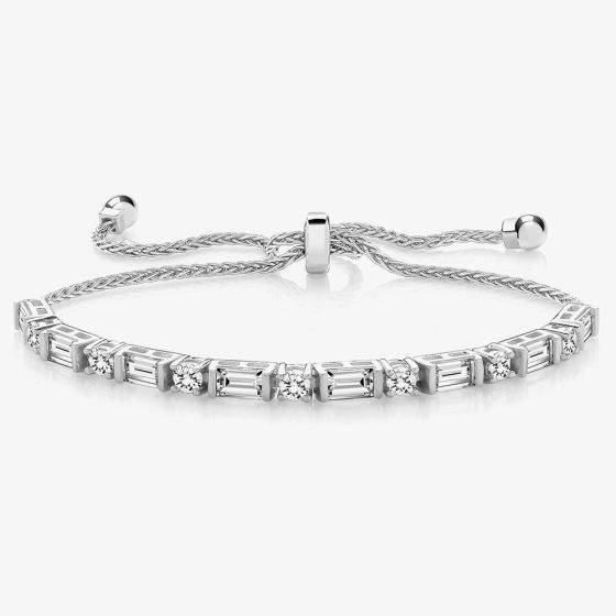 Sterling Silver Mixed Cut Cubic Zirconia Sliding Bracelet SBG0024