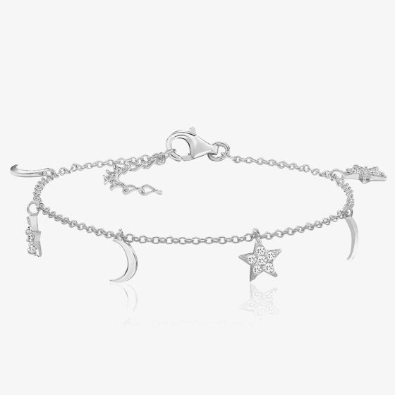 Sterling Silver Moon & Stars Bracelet SBG0046