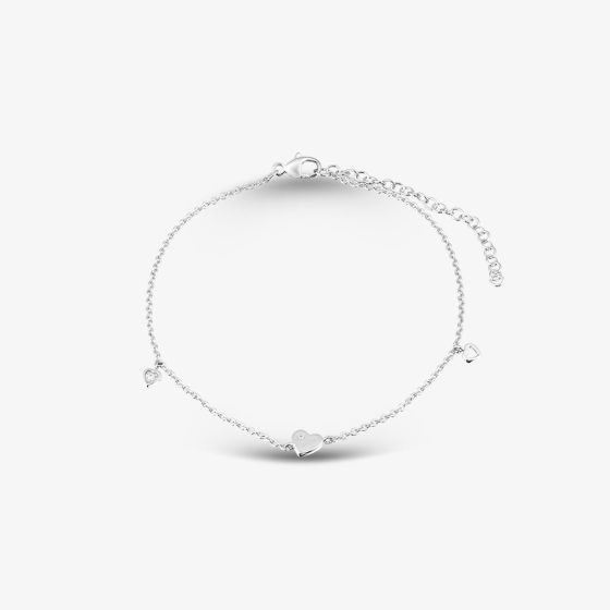 Sterling Silver Cubic Zirconia Multi Heart Engravable Bracelet 05S2AZB422805